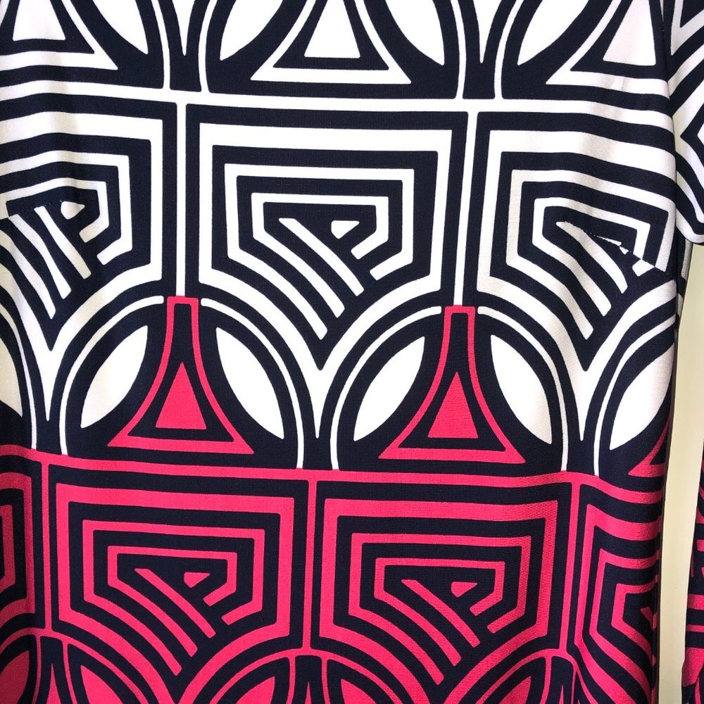 Eliza J Geometric Pattern Jersey Midi Shift Dress Size 4 - Picture 8 of 13